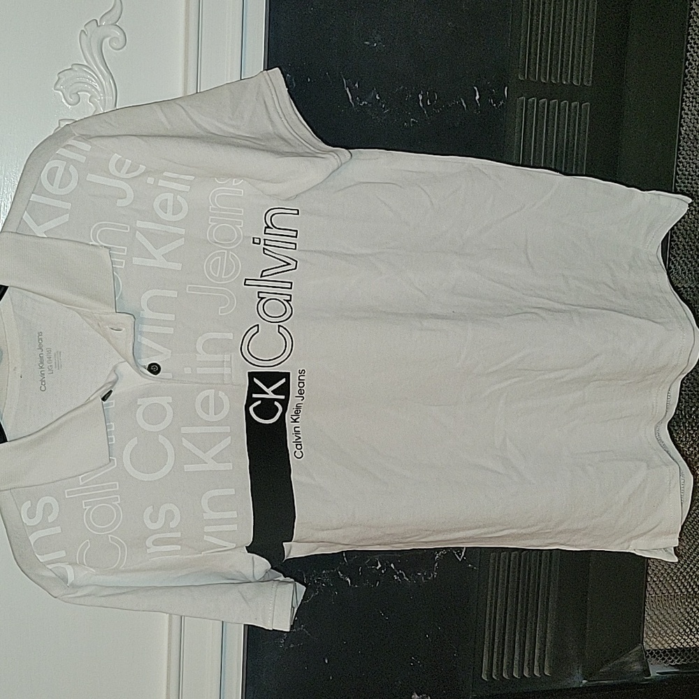 Boys Calvin Klein White Polo with Black Accents